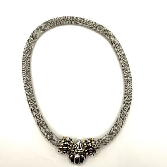 Mesh Necklace with Magnetic Pendant 16” Removable Pendant Statement Big Bold - Picture 3 of 9